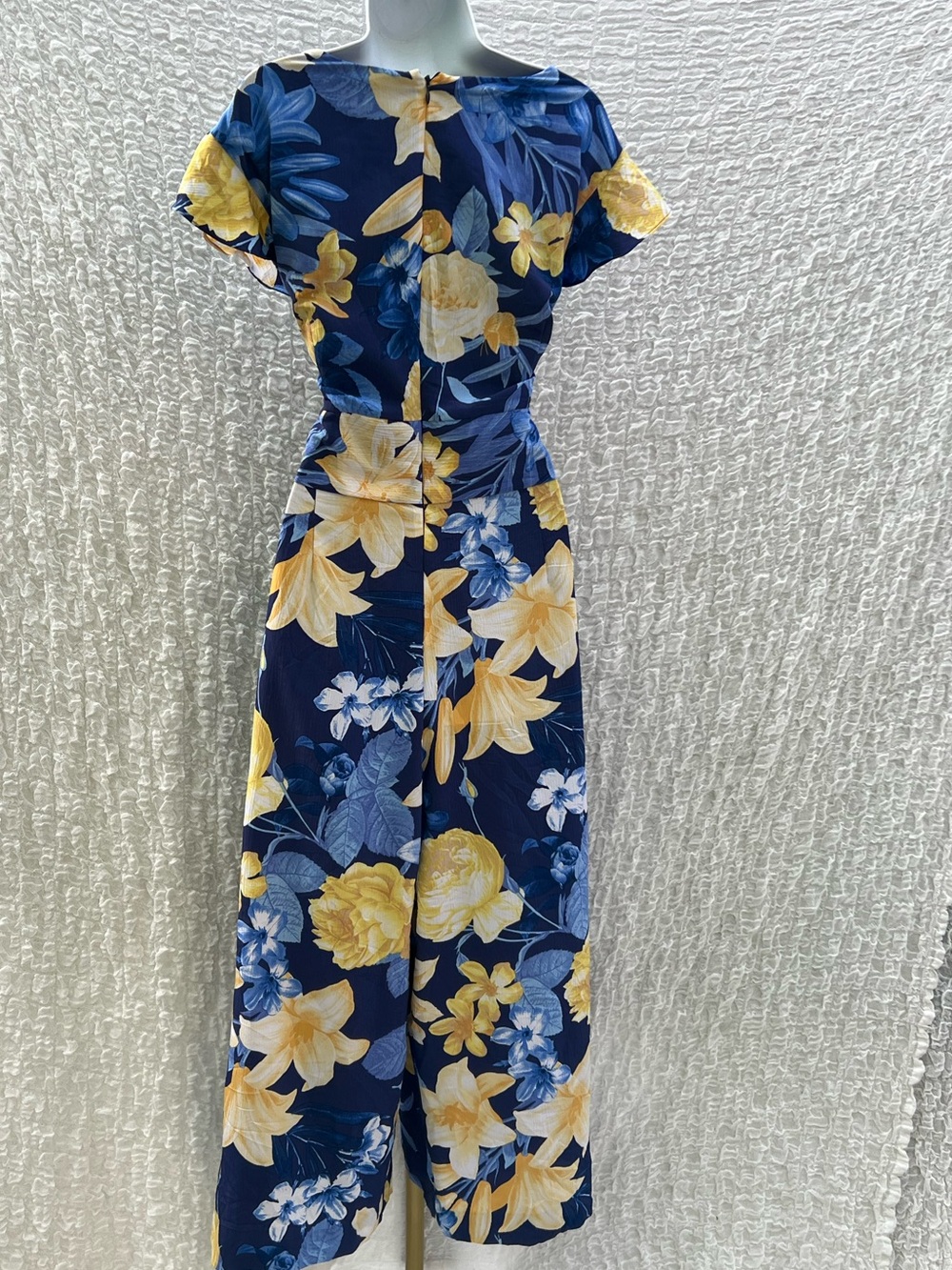 International Concepts Floral V-Neck Wide-Leg Jumpsuit in Navy Sz 18 - Picture 3 of 4